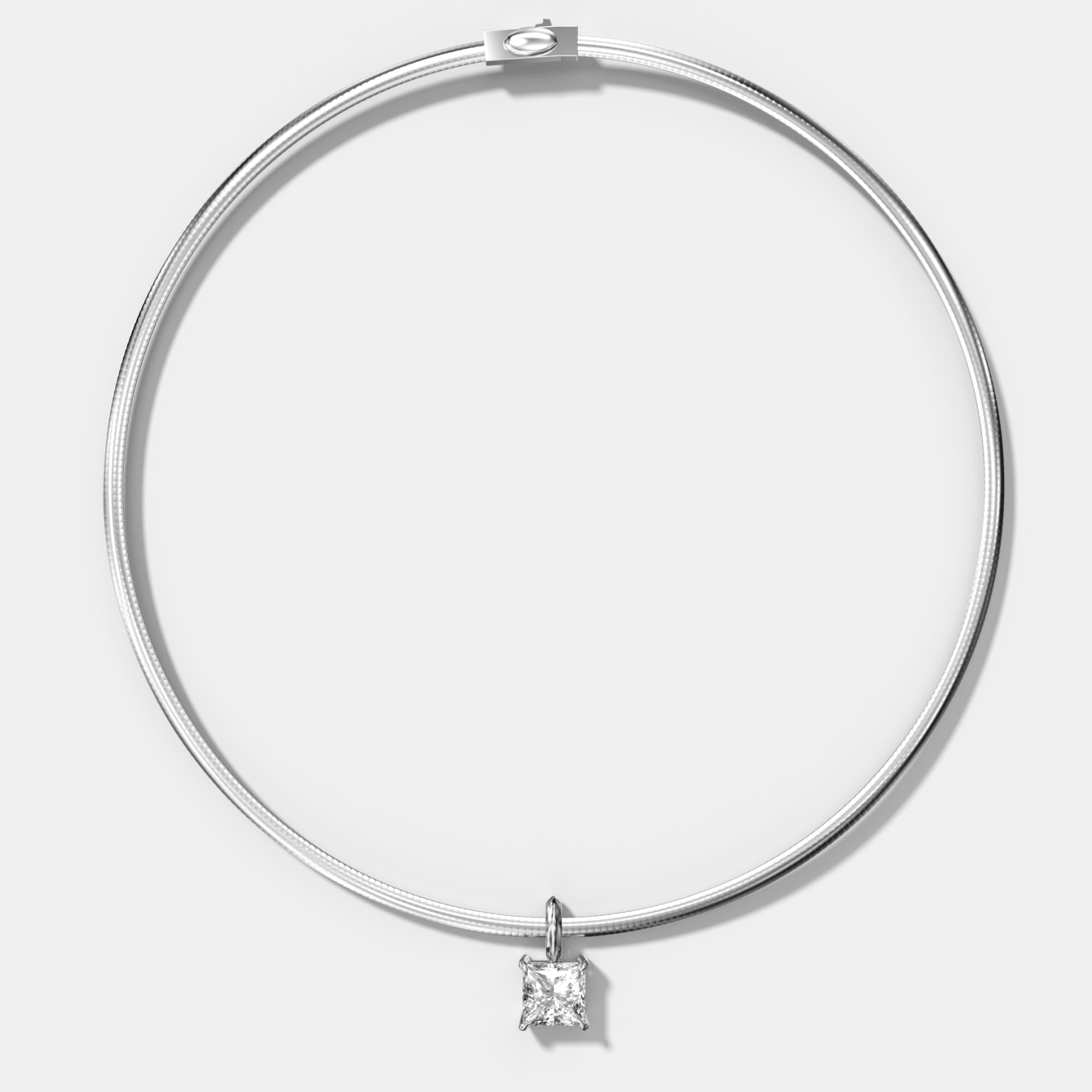 Classic Princess Attachable Diamond Pendant With Reversible Omega Chain (3mm)