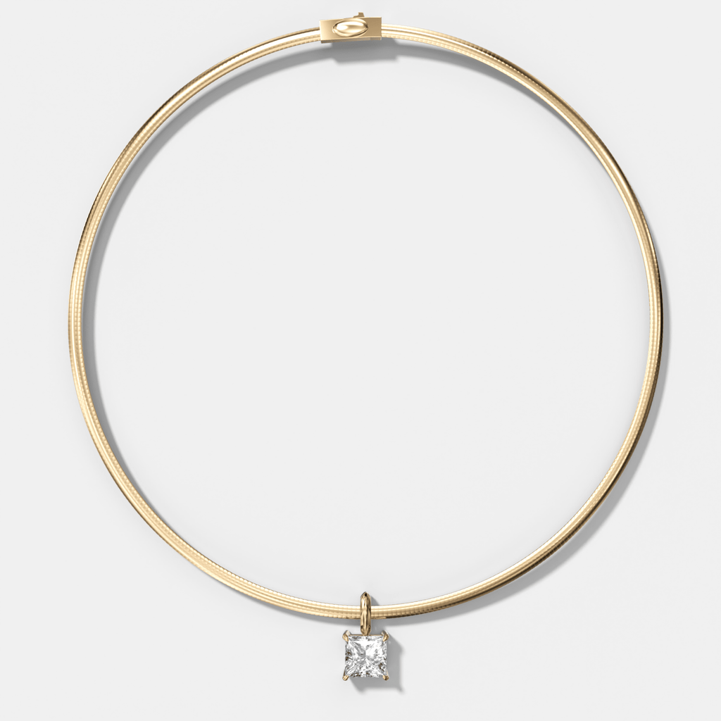 Classic Princess Attachable Diamond Pendant With Reversible Omega Chain (3mm)