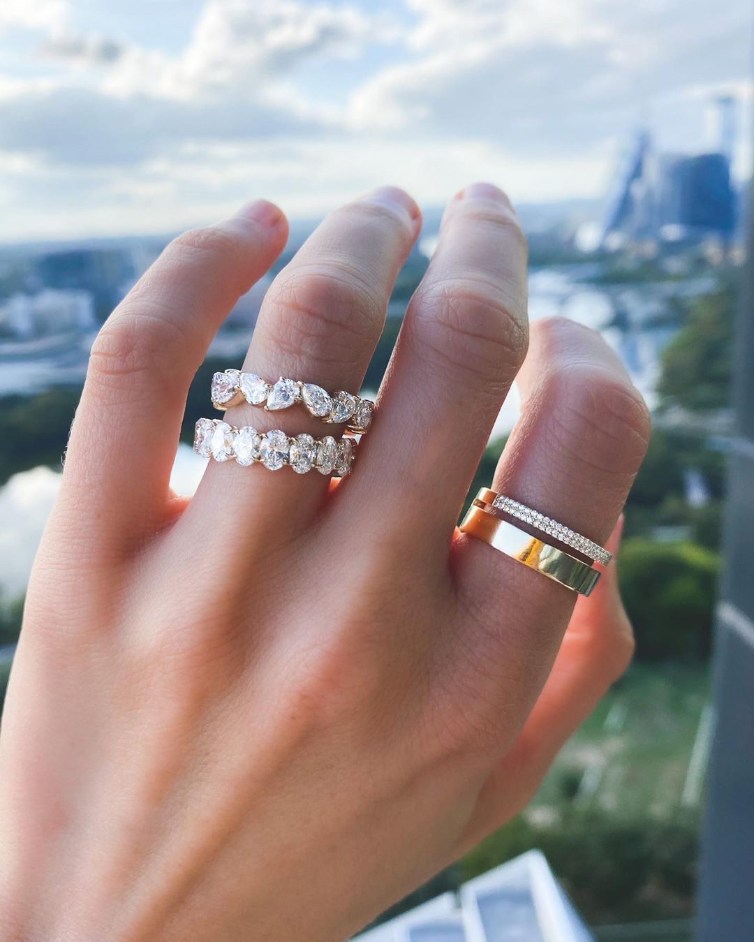 Claw Set Eternity Band With Pear Diamonds