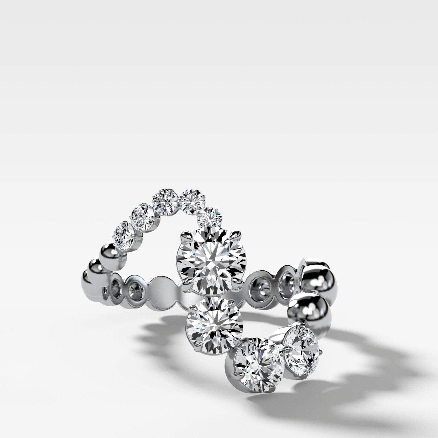 Claw Set Wave Diamond Ring