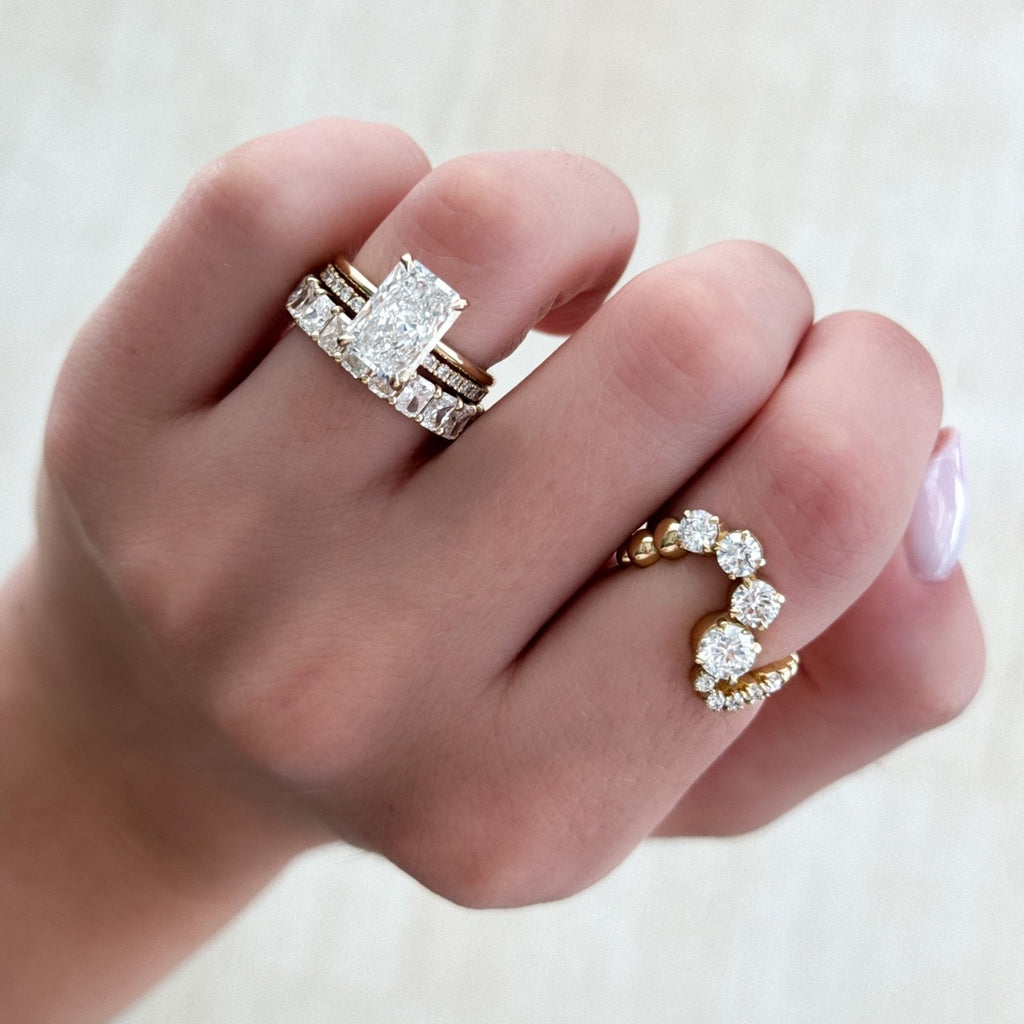 Claw Set Wave Diamond Ring