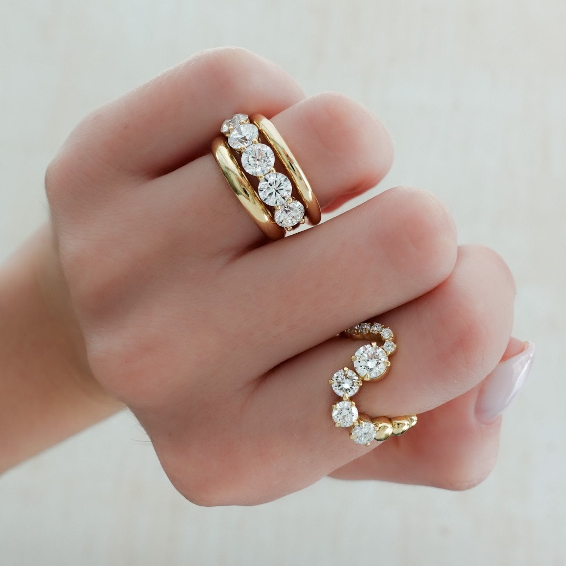 Claw Set Wave Diamond Ring