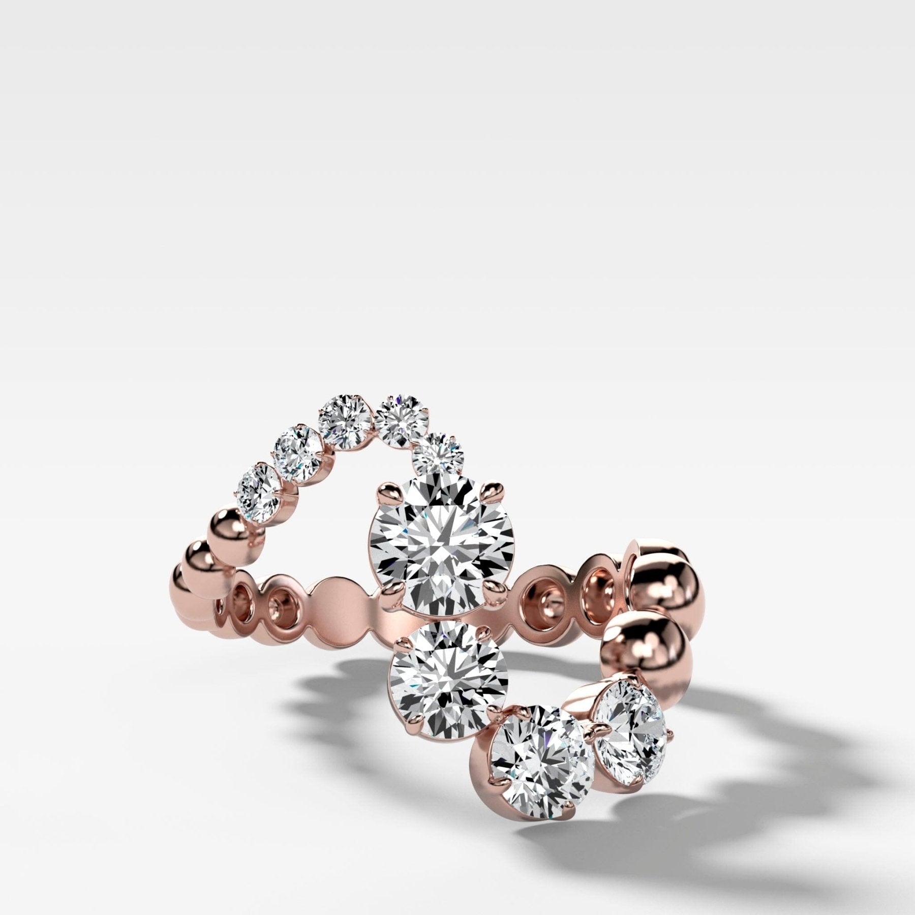 Claw Set Wave Diamond Ring