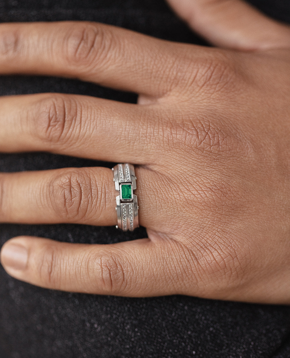 CLEBURNE Gold Statement Ring with 2.20ct Emerald and Diamonds