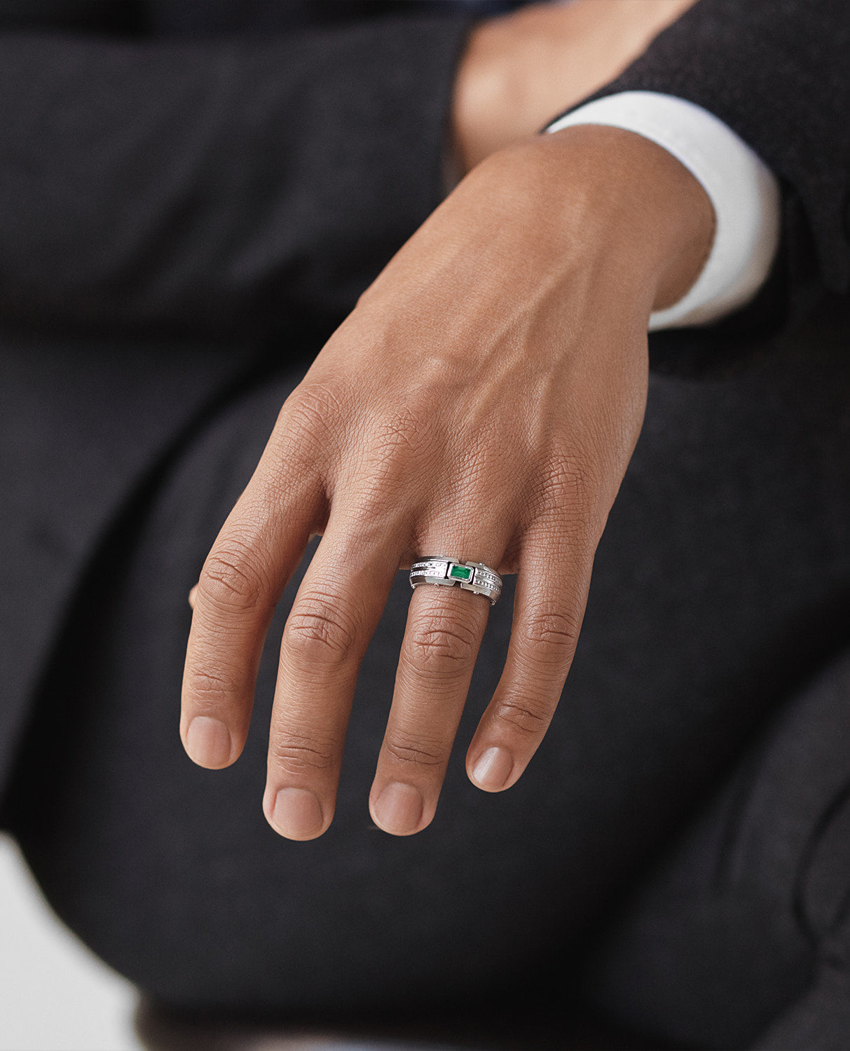 CLEBURNE Gold Statement Ring with 2.20ct Emerald and Diamonds