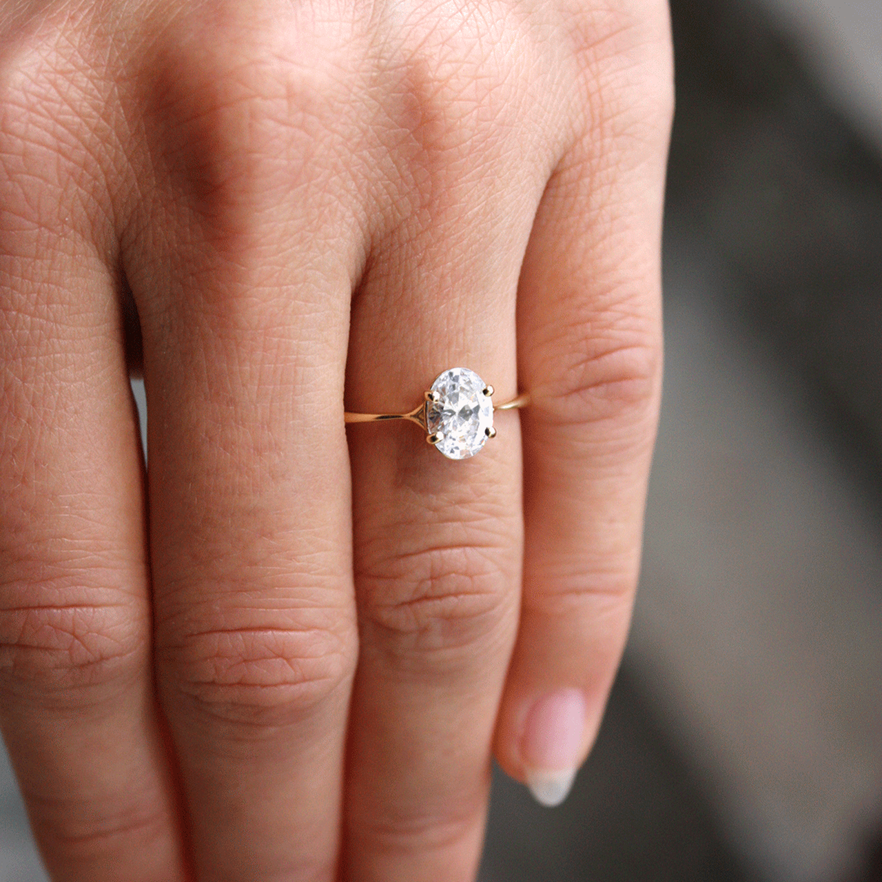 1.33 CT Oval Cut Four Prong Solitaire Moissanite Engagement Ring