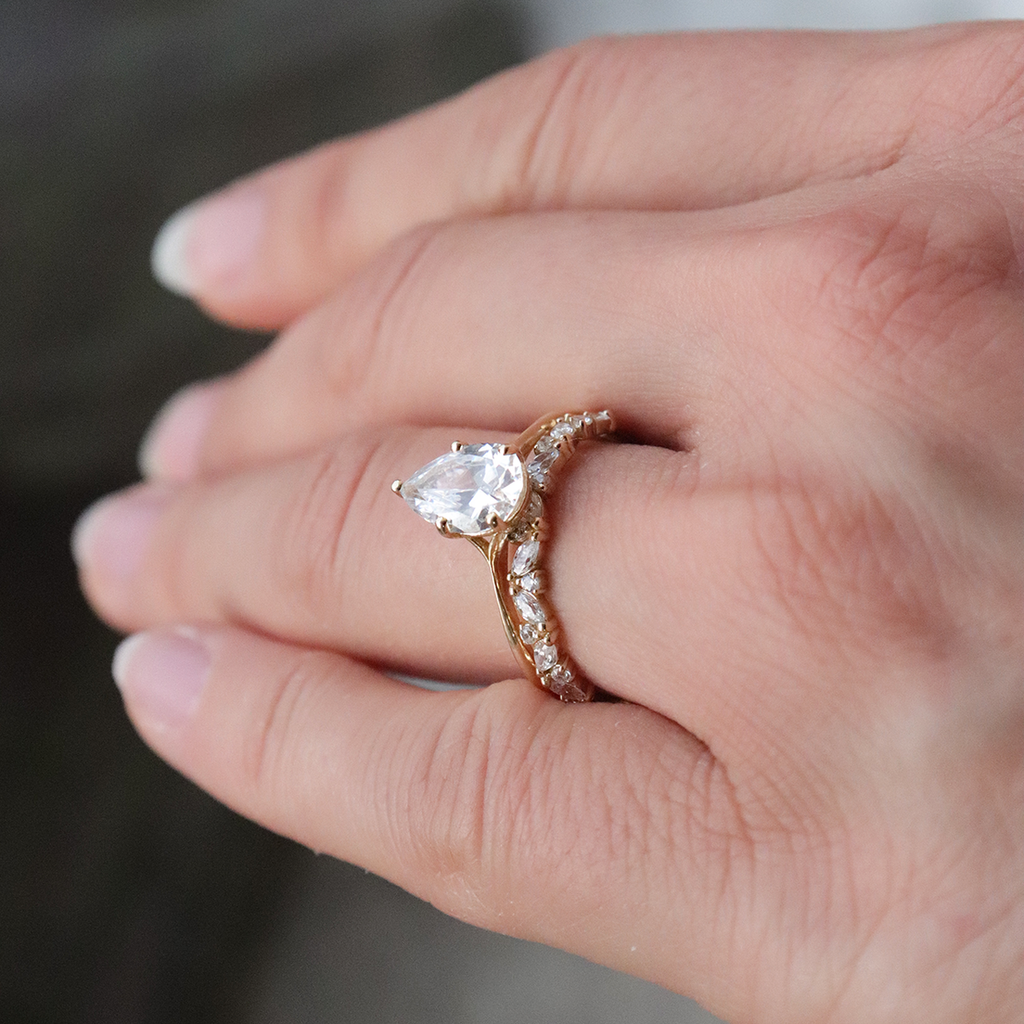 1.33 CT Pear Cut Moissanite Solitaire Engagement Ring