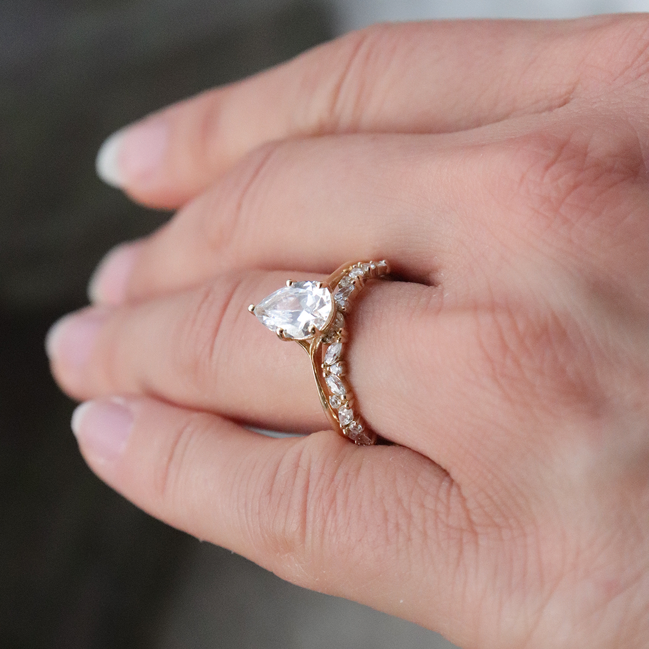 1.33 CT Pear Cut Moissanite Solitaire Engagement Ring