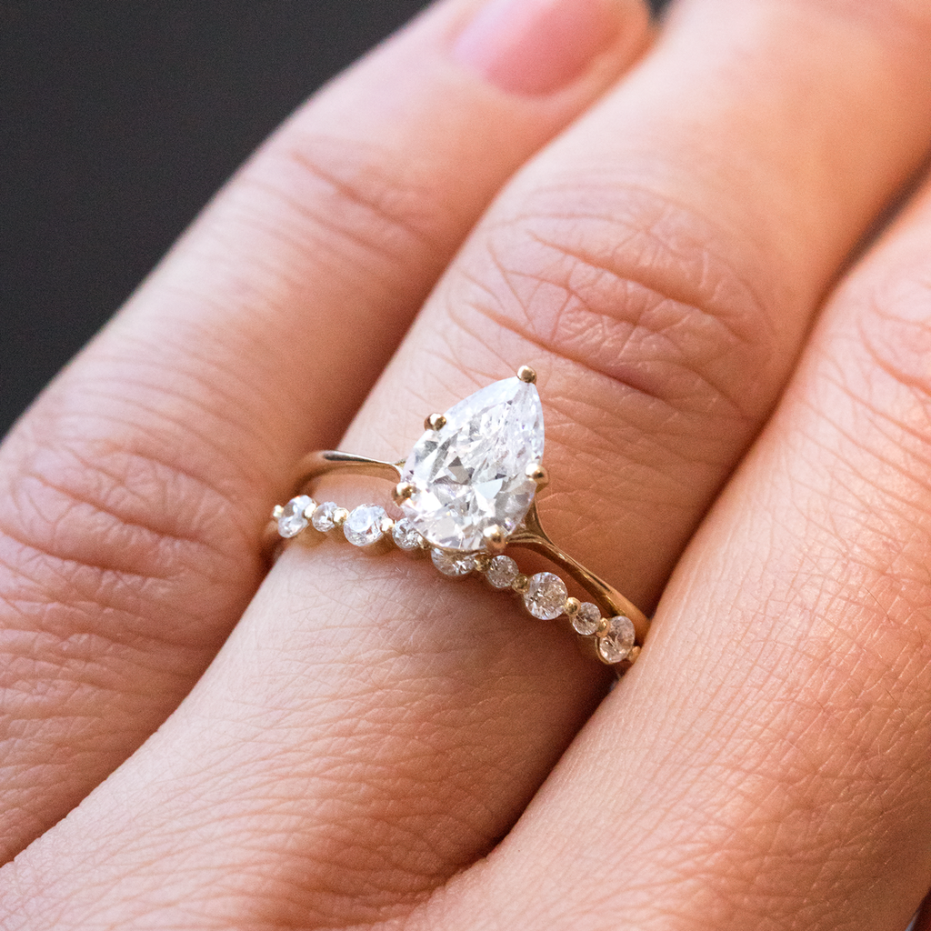 1.33 CT Pear Cut Moissanite Solitaire Engagement Ring