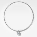 Club Asscher Attachable Diamond Pendant With Beaded Chain (3mm)
