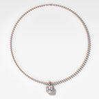 Club Asscher Attachable Diamond Pendant With Beaded Chain (3mm)