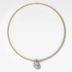 Club Asscher Attachable Diamond Pendant With Beaded Chain (3mm)