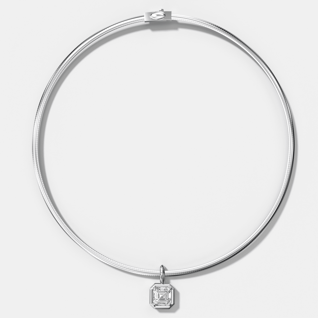 Club Asscher Attachable Diamond Pendant With Reversible Omega Chain (3mm)
