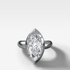 Club Button Back Engagement Ring with a Marquise Cut Diamond