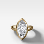 Club Button Back Engagement Ring with a Marquise Cut Diamond