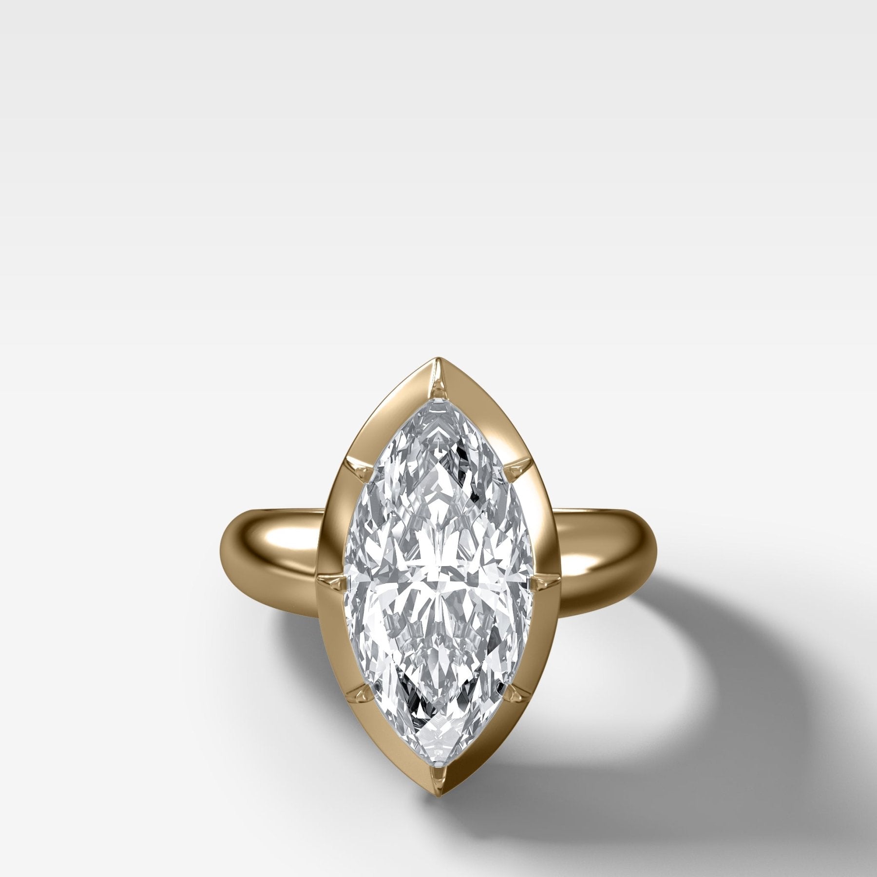 Club Button Back Engagement Ring with a Marquise Cut Diamond