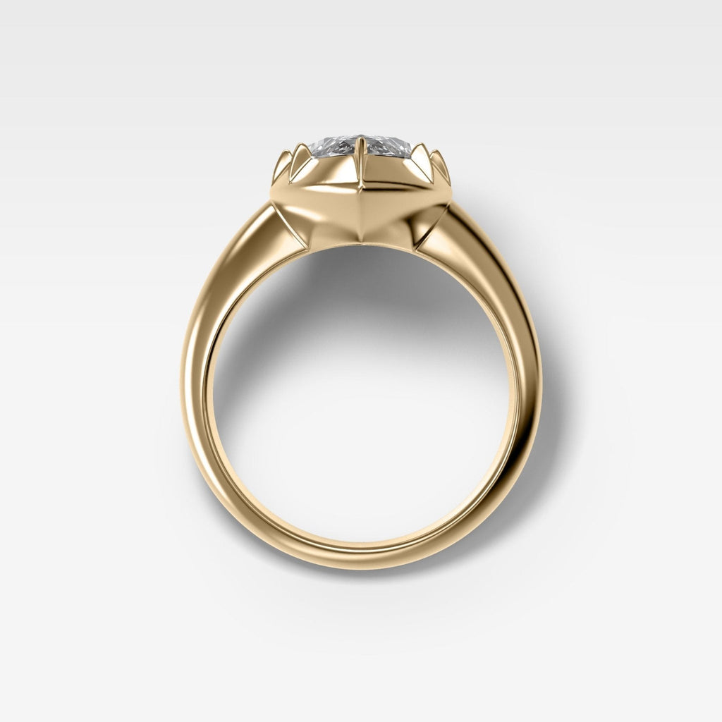 Club Button Back Engagement Ring with a Marquise Cut Diamond