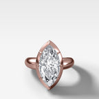 Club Button Back Engagement Ring with a Marquise Cut Diamond