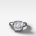 Club Button Back Engagement Ring with a Cushion Cut Diamond