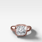 Club Button Back Engagement Ring with a Cushion Cut Diamond