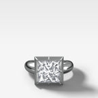 Club Button Back Engagement Ring with a Princess Cut Diamond