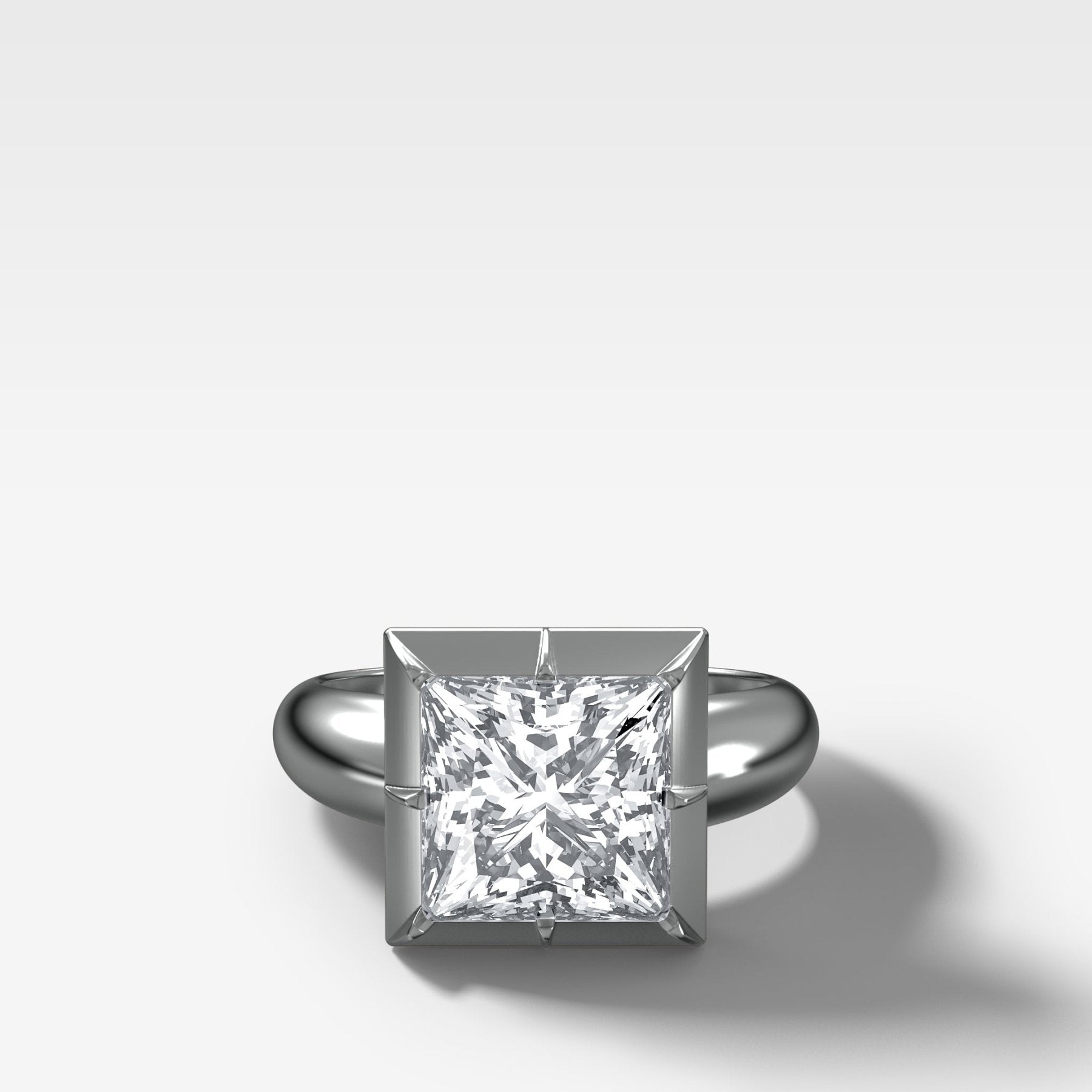 Club Button Back Engagement Ring with a Princess Cut Diamond