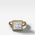 Club Button Back Engagement Ring with a Princess Cut Diamond