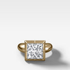 Club Button Back Engagement Ring with a Princess Cut Diamond