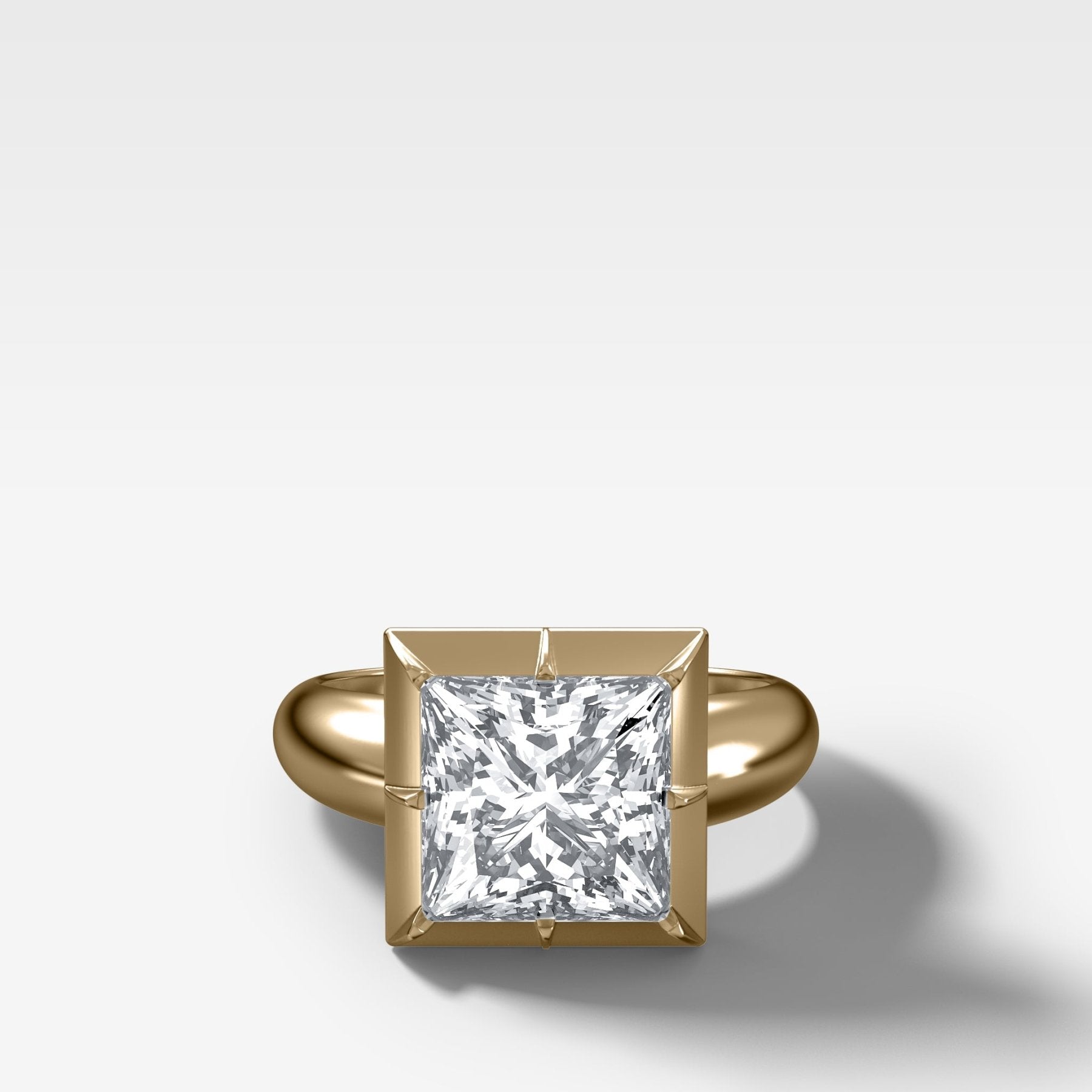 Club Button Back Engagement Ring with a Princess Cut Diamond