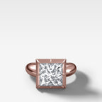 Club Button Back Engagement Ring with a Princess Cut Diamond