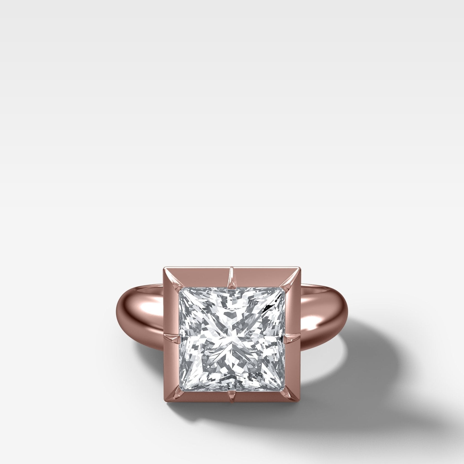 Club Button Back Engagement Ring with a Princess Cut Diamond