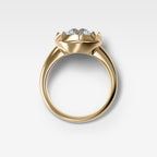 Club Button Back Engagement Ring with a Round Cut Diamond