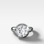 Club Button Back Engagement Ring with a Round Cut Diamond