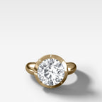 Club Button Back Engagement Ring with a Round Cut Diamond
