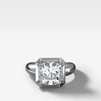 Club Button Engagement Ring with a Square Radiant Cut Diamond
