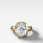 Club Button Back Engagement Ring with an Elongated Cushion Cut Diamond