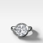 Club Button Back Engagement Ring with an Old Euro Cut Diamond