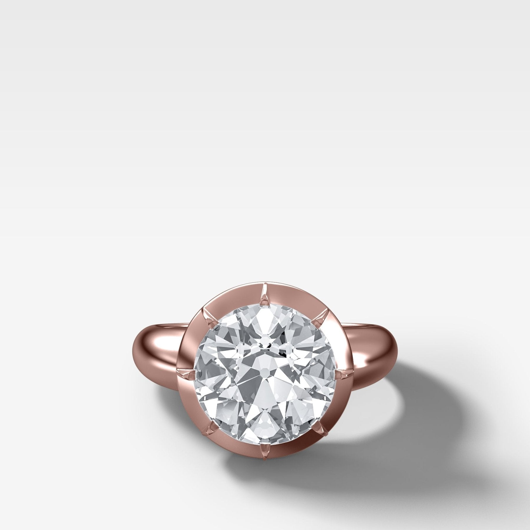 Club Button Back Engagement Ring with an Old Euro Cut Diamond