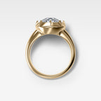 Club Button Back Engagement Ring with an Old Euro Cut Diamond