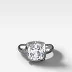 Club Button Back Engagement Ring an Old Mine Cut Diamond