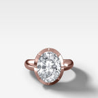 Club Button Back Engagement Ring with an Oval Cut Diamond