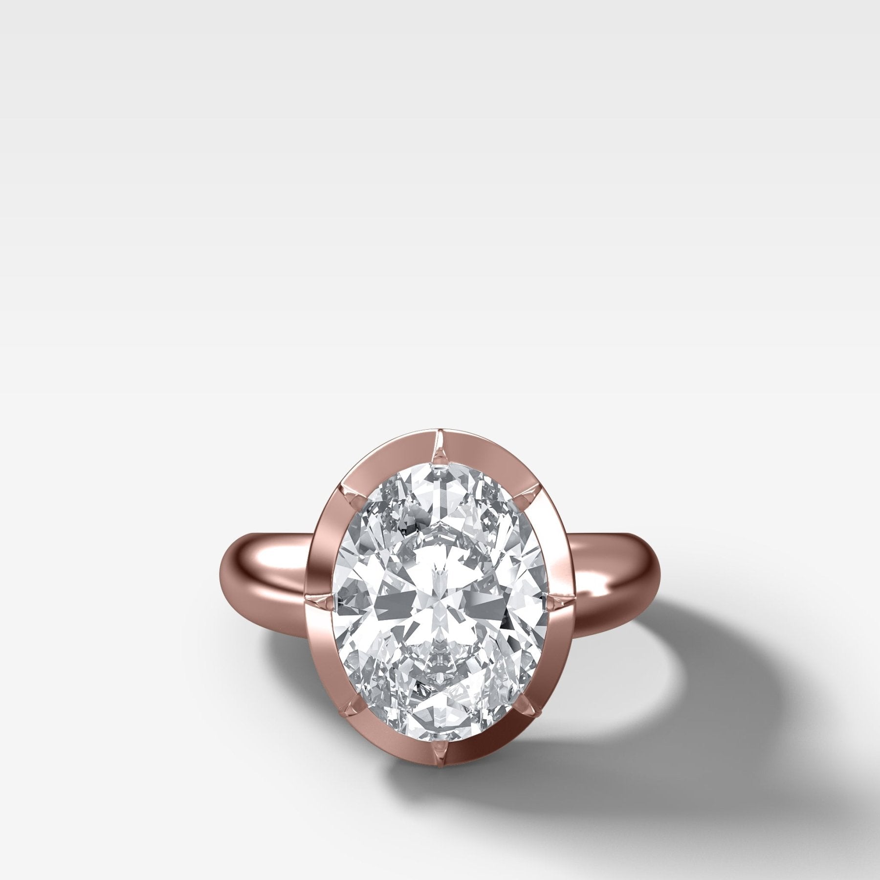 Club Button Back Engagement Ring with an Oval Cut Diamond