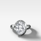 Club Button Back Engagement Ring with an Oval Cut Diamond