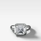 Club Button Back Engagement Ring with Asscher Cut Diamond