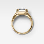 Club Button Back Engagement Ring with Asscher Cut Diamond