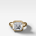 Club Button Back Engagement Ring with Asscher Cut Diamond