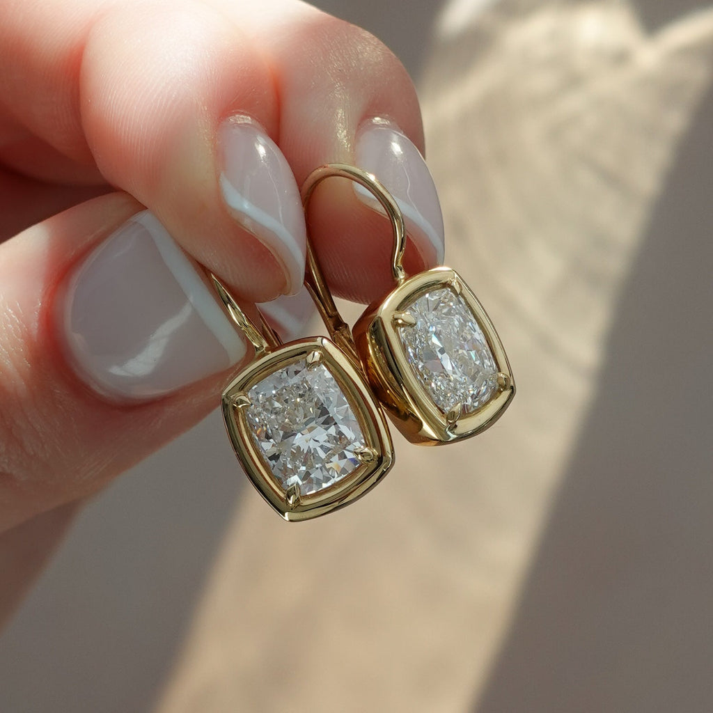 Club Dangle Earring with Elongated Cushion Cuts