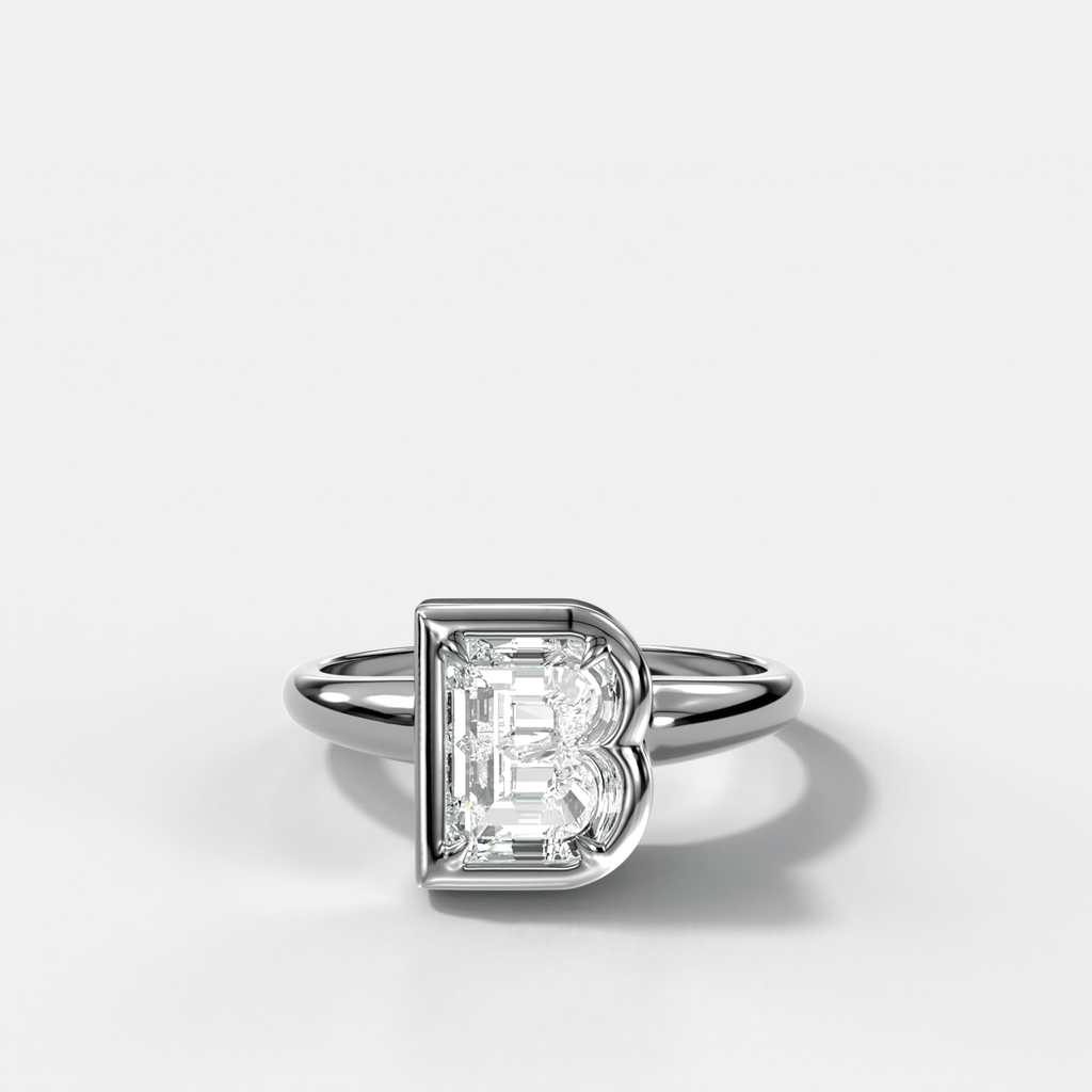 Club Diamond Initial Ring - Letter B