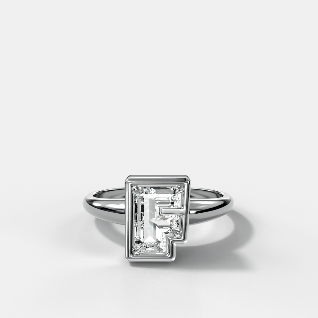 Club Diamond Initial Ring - Letter F
