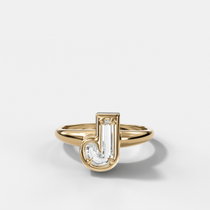 Club Diamond Initial Ring - Letter J
